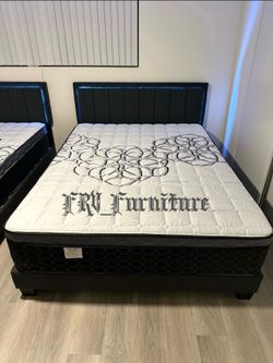 New queen bed frame with mattress