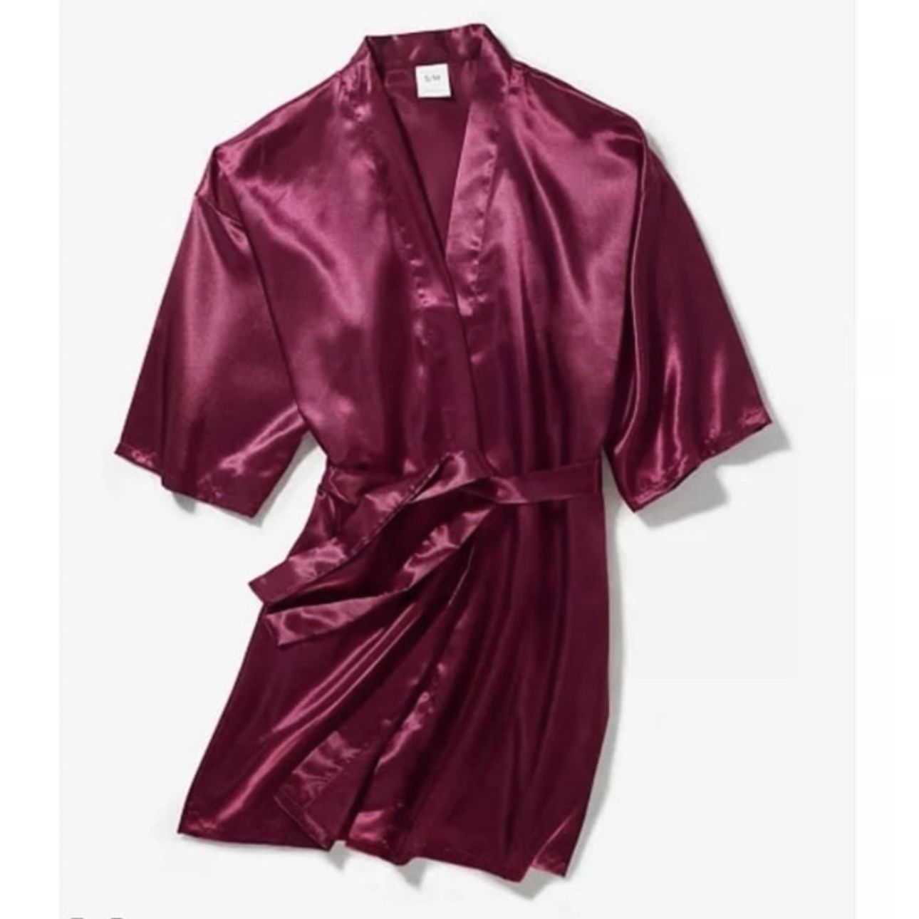 Macys new in a box women’s satin robe in plum color size M