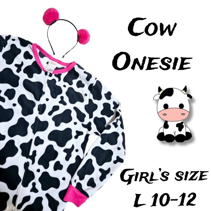 Cute Cow Onesie Halloween Costume Girl's Size L 10-12 🐮✨️🎃