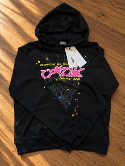 Sp5der Black Pink Web Hoodie Size S