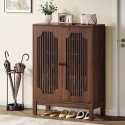 New assembled Shoe Cabinet with Doors, 5-Tier Shoe Storage Cabinet with Adjustable Shelves, 20 Pairs Wooden Shoe Rack Organizer, Tall Narrow Shoe Cabi