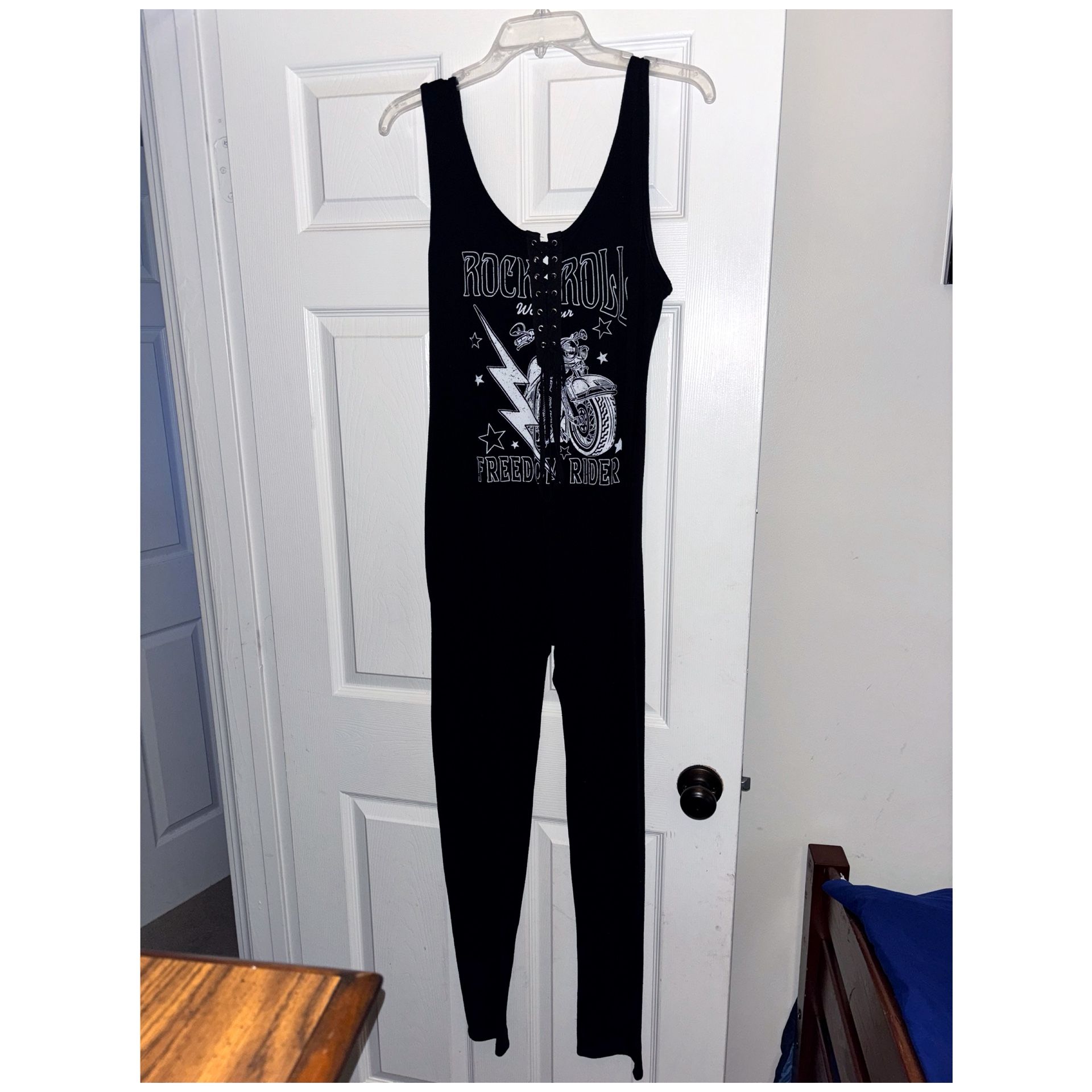 Shipping Only! Women’s Lace Up Edgy Black Jumpsuit