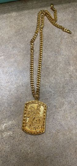 Gold Plated Cuban Chain Necklace with Pendant