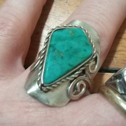 Hand Made Vintage Turquoise And Sterling Ring 