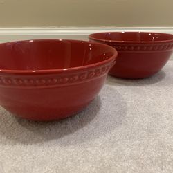 2 red serving bowls