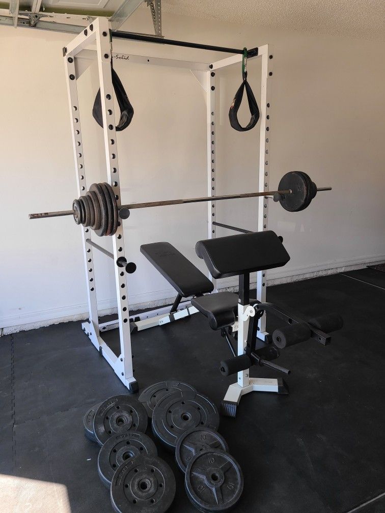 Squat Rack w/ 330lb Weight Set and More