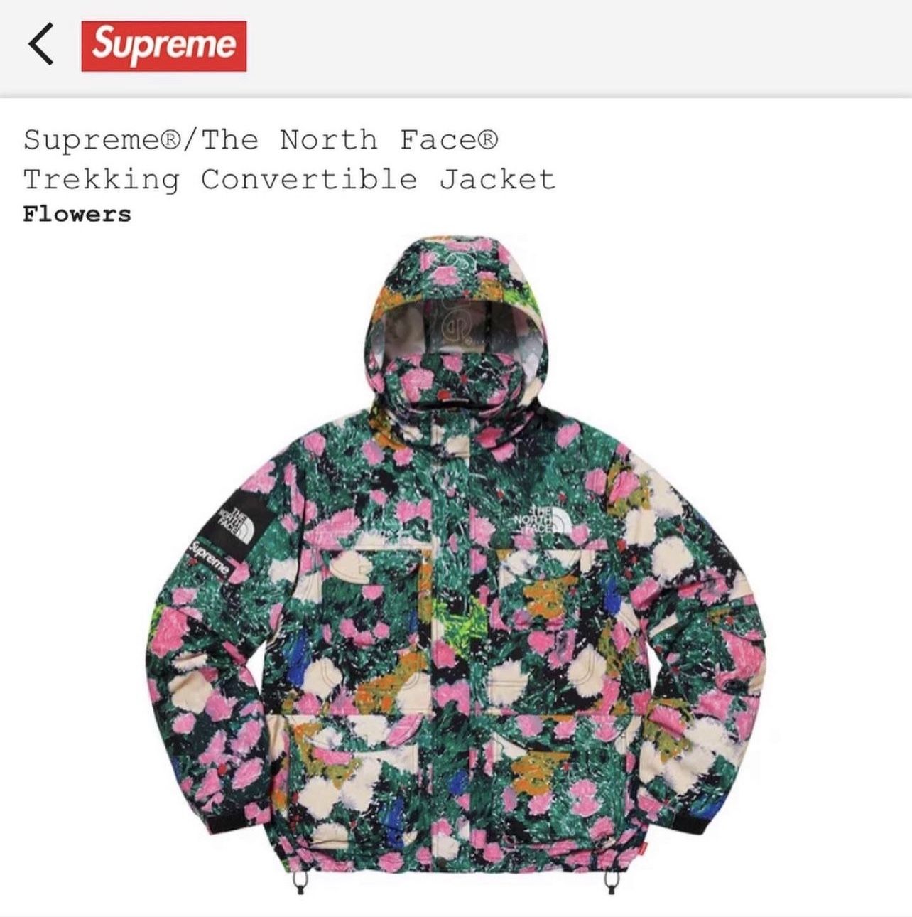 Supreme North Face Trekking Convertible Flowers Jacket Size Large