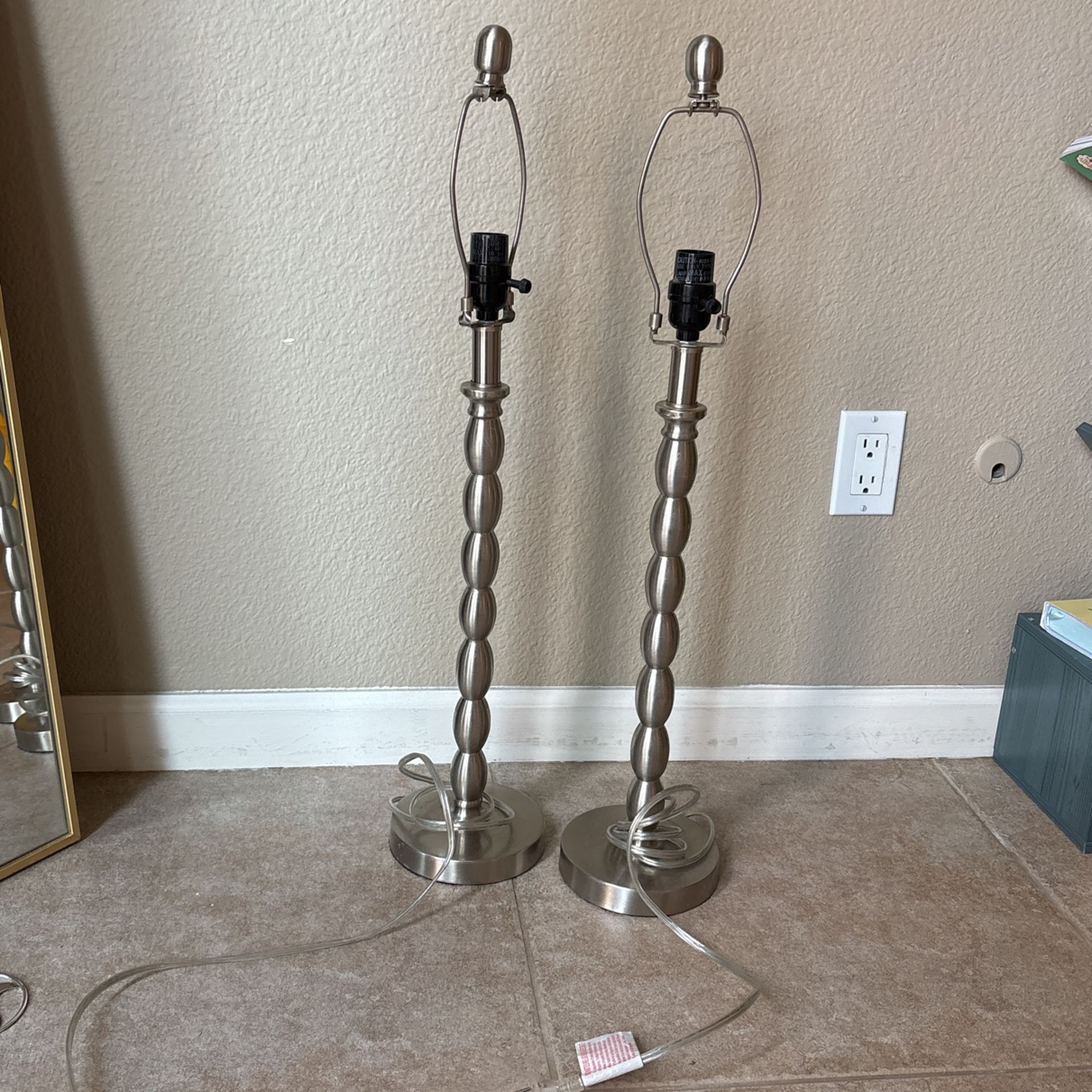 Tall Pretty Silver Lamps