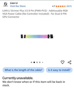 BNIB Lian Li Strimer Plus 8pin Extension 300mm