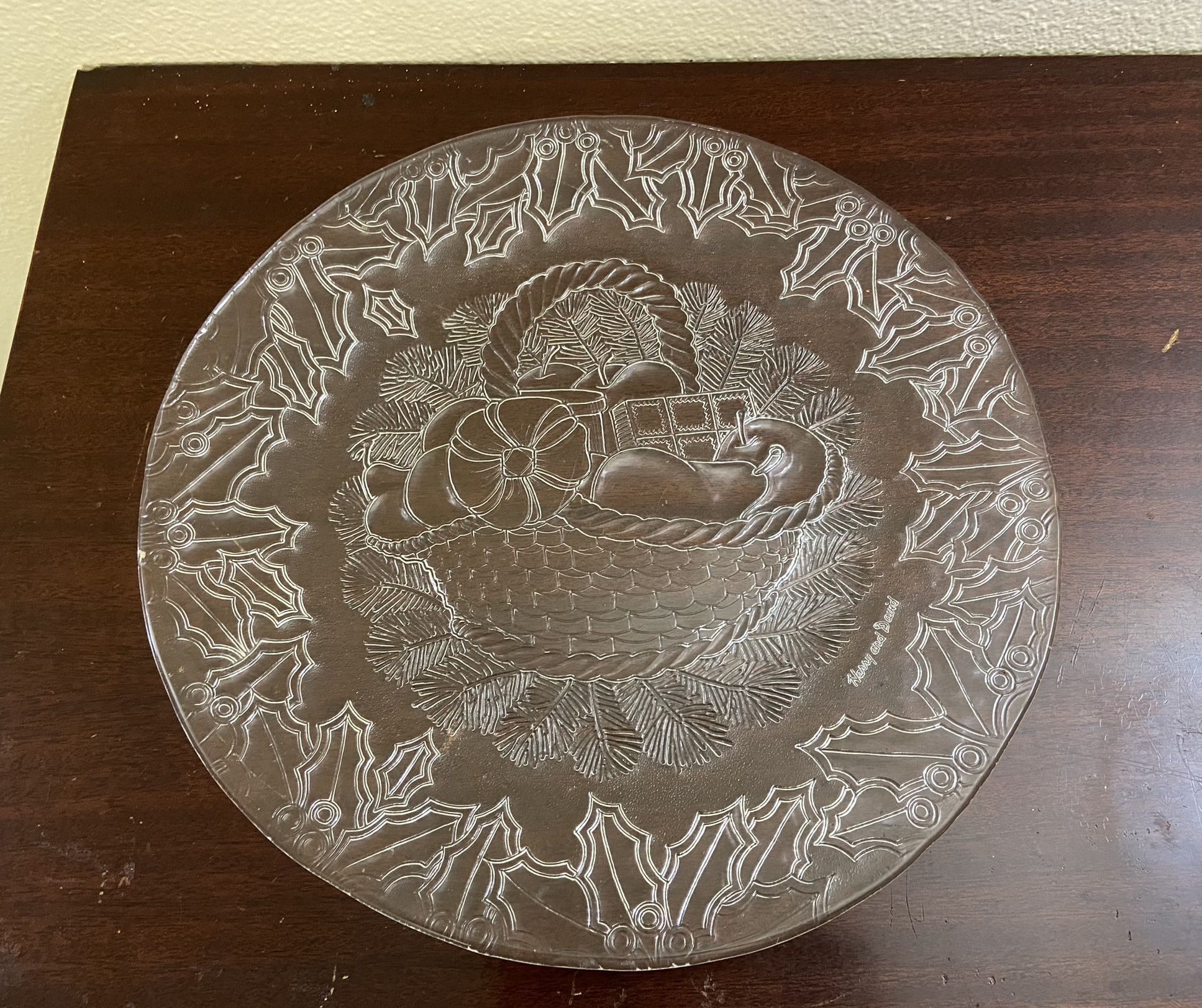 Harry and David Clear Glass Round Platter- 13”