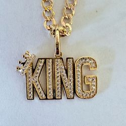10K Gold & CZs “King” Pendant