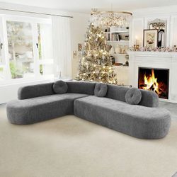 122" Large Chenille Curved Sectional