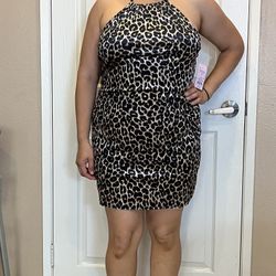 Velour Animal Print Dress