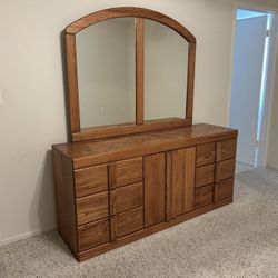 Dresser With Mirror, Oak