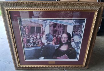 Nelson De La Nuez 2000 Framed Seriolithograph Bus Ride to the Louvre  Signed in ink edition of 850 16.5" x 21.5"