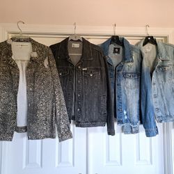 Denim Jean Jackets - Vintage Calvin Klein, Black Denim, Distressed, Cheetah Leopard - Lowered Prices! See All Pics, Details & Pricing