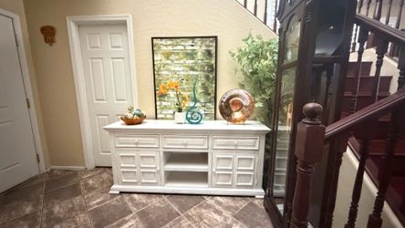 White sideboard /th stand farmhouse style and PUEBLO COLLECTION 71” inches long
