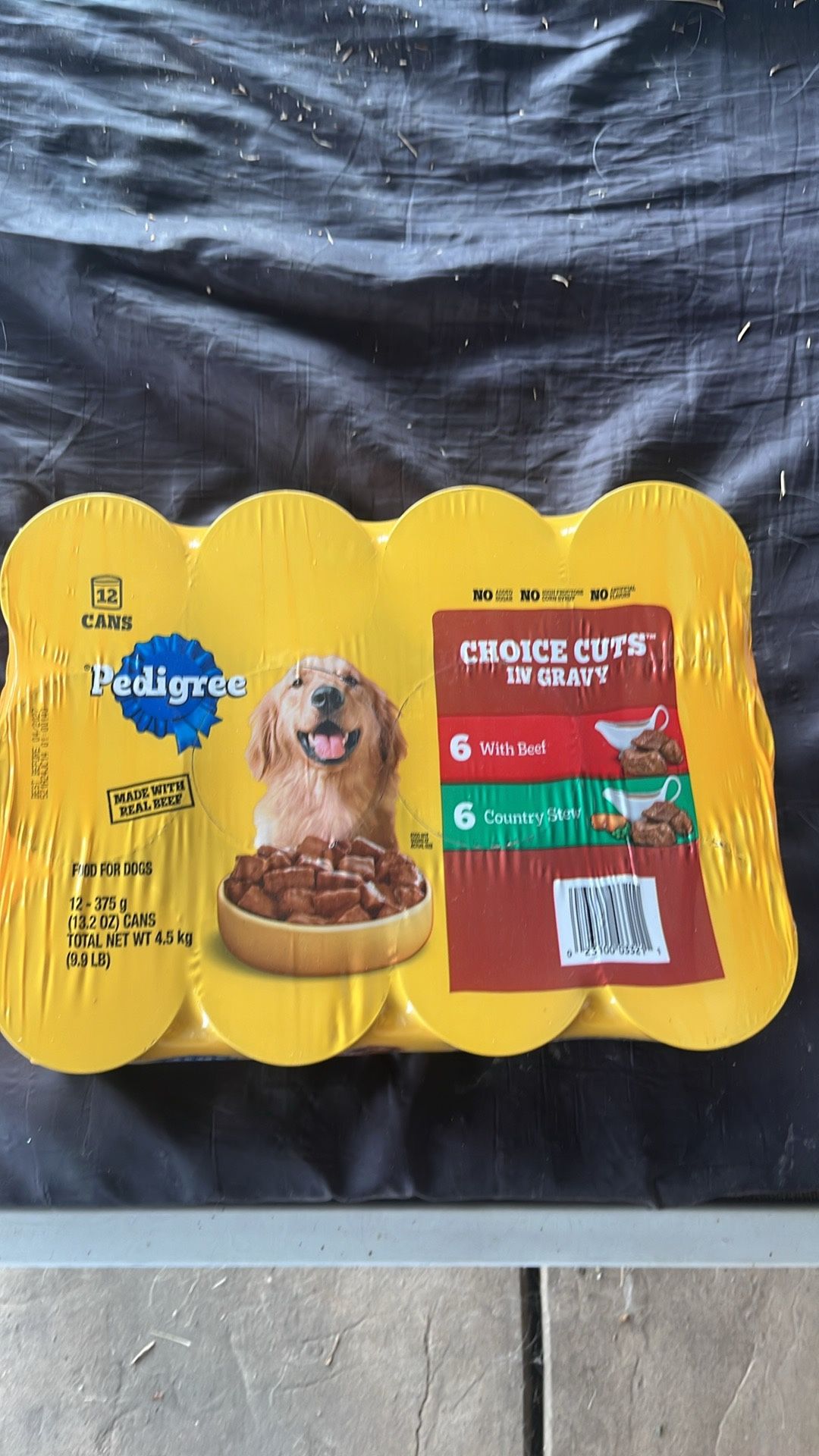 12-can pack of Pedigree Choice Cuts in Gravy Adult Canned Soft Wet Dog Food, featuring a variety of beef and country stew flavors.