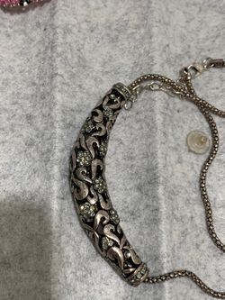 Wrought metal with stones hollow necklace