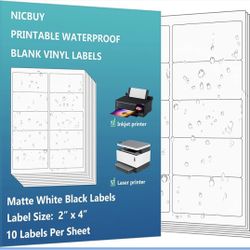 8pack of 4x2 inch Printable Vinyl Sticker Label