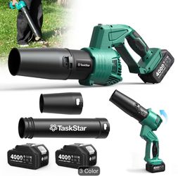 Cordless Leaf Blower with Rotating Head Design, 550 CFM Electric Blower, 2 X 4.0Ah Batteries and Charger, Lightweight 3.7 Lbs, 5-speed Handheld Mini L