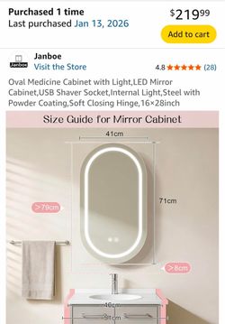 NEW oval bathroom mirror cabinet.
