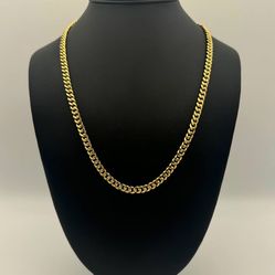 Jewelry 14k yellow gold Cuban necklace chain 22" bracelet 6mm wide