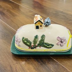Anthropologie Nathalie Lete Christmas Cottage Butter Dish