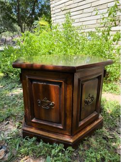 Vintage Solid Wood Hexagon Accent Cabinet / End Table w/ Hidden Storage