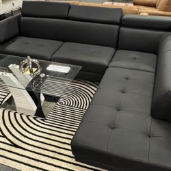 BLACK LEATHER modern SECTIONAL 🖤🖤