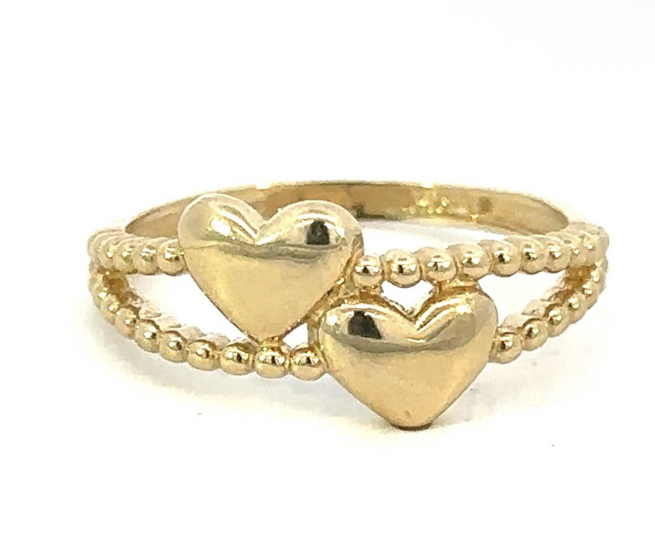 Woman’s Ladies 14k Yellow Gold Double Heart Stacking Ring Size 7 GP3115287