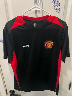 This black and red Manchester United soccer jersey