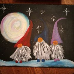 Gnomes On Stary Night By Ellen 