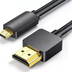 Micro HDMI to HDMI Male Cable Adapter, 4K@60Hz HDR Nylon Braid Cord for GoPro Hero, Zfc, RPi, A6000, A6300, Camera, Video Capture Card,  6FT