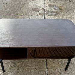 Walnuts Coffee Table Desktop With Two Doors Sidings Shelf