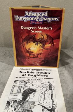 AD&D Dungeon Master's Screen 2nd Edition REF 1 9263 w/ Trouble At Tragidore 1989