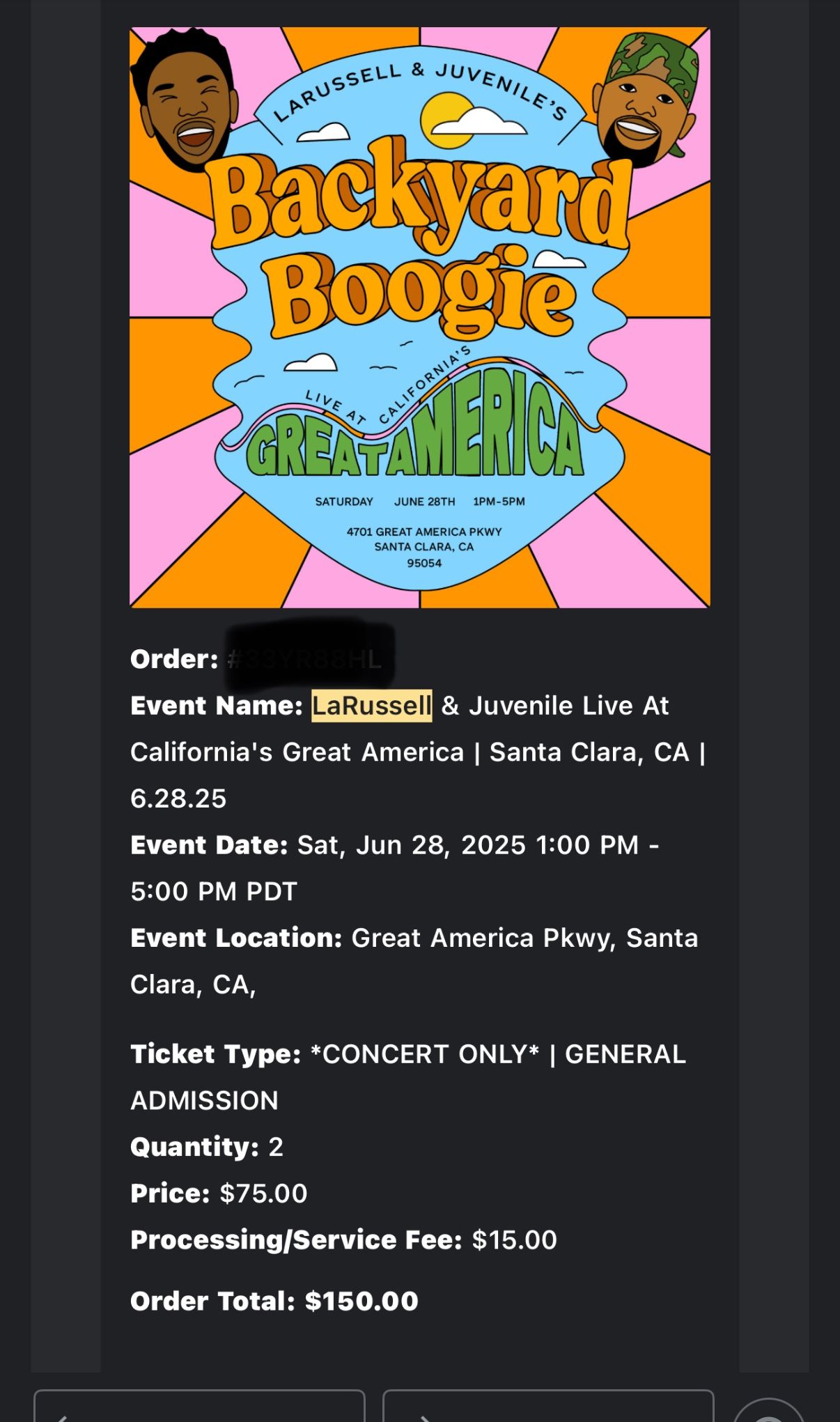 Juvenile concert Tickets 2 For $130!! OBO