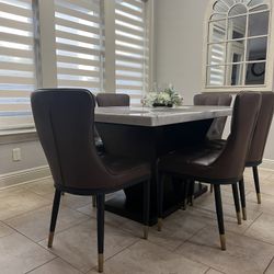 Dining Marble Table And Chairs Set