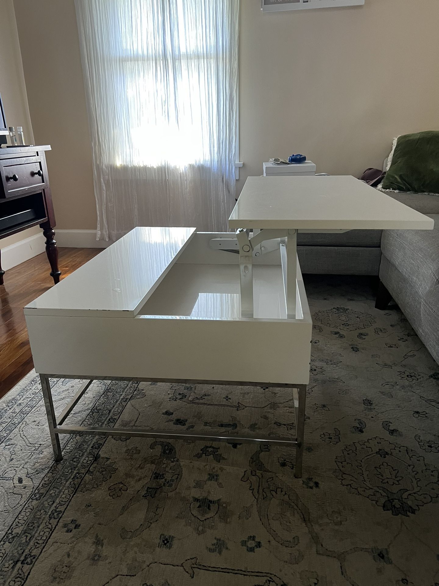 West Elm White Lacquer Storage Coffee Table