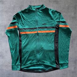 TORM Merino Wool Cycling Jersey Mens Large Green Long Sleeve Sportwool Full Zip