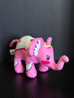 Pop Art Soft Plush Elephant Angel 4" Bean Plushie Pink Halo Wings