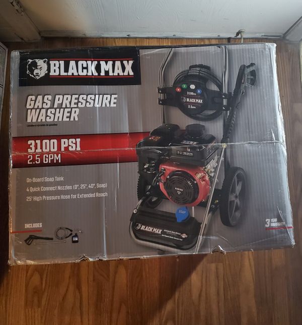 BRAND NEW, BLACK MAX 3100 PSI, GAS PRESSURE WASHER 212cc, OHV ENGINE