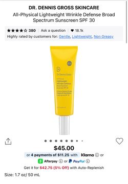 Dr Dennis Gross All Physical Lightweight Wrinkle Defense Broad Spectrum Sunscreen SPF 30