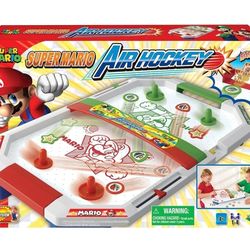 EPOCH Games Super Mario Air Hockey, Tabletop Skill and Action Game with Collectible Super Mario Action Figures