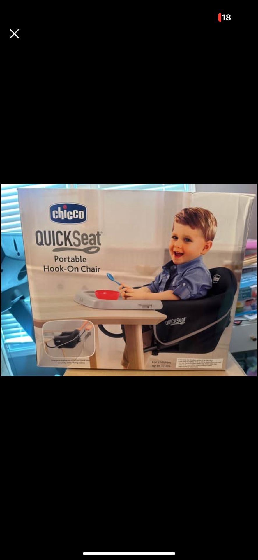 Chicco QuickSeat Hook-On Chair - Graphite Brand new
