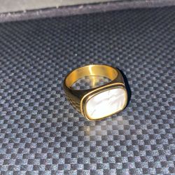 Gold And White Mens Ring 