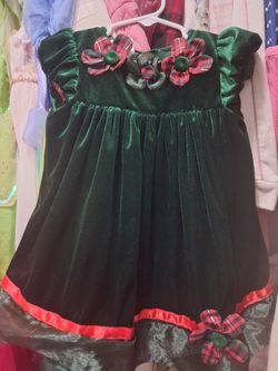 Girls Green Velvet Christmas Holiday Dress