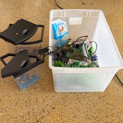Assorted Small Aquariums And Supplies