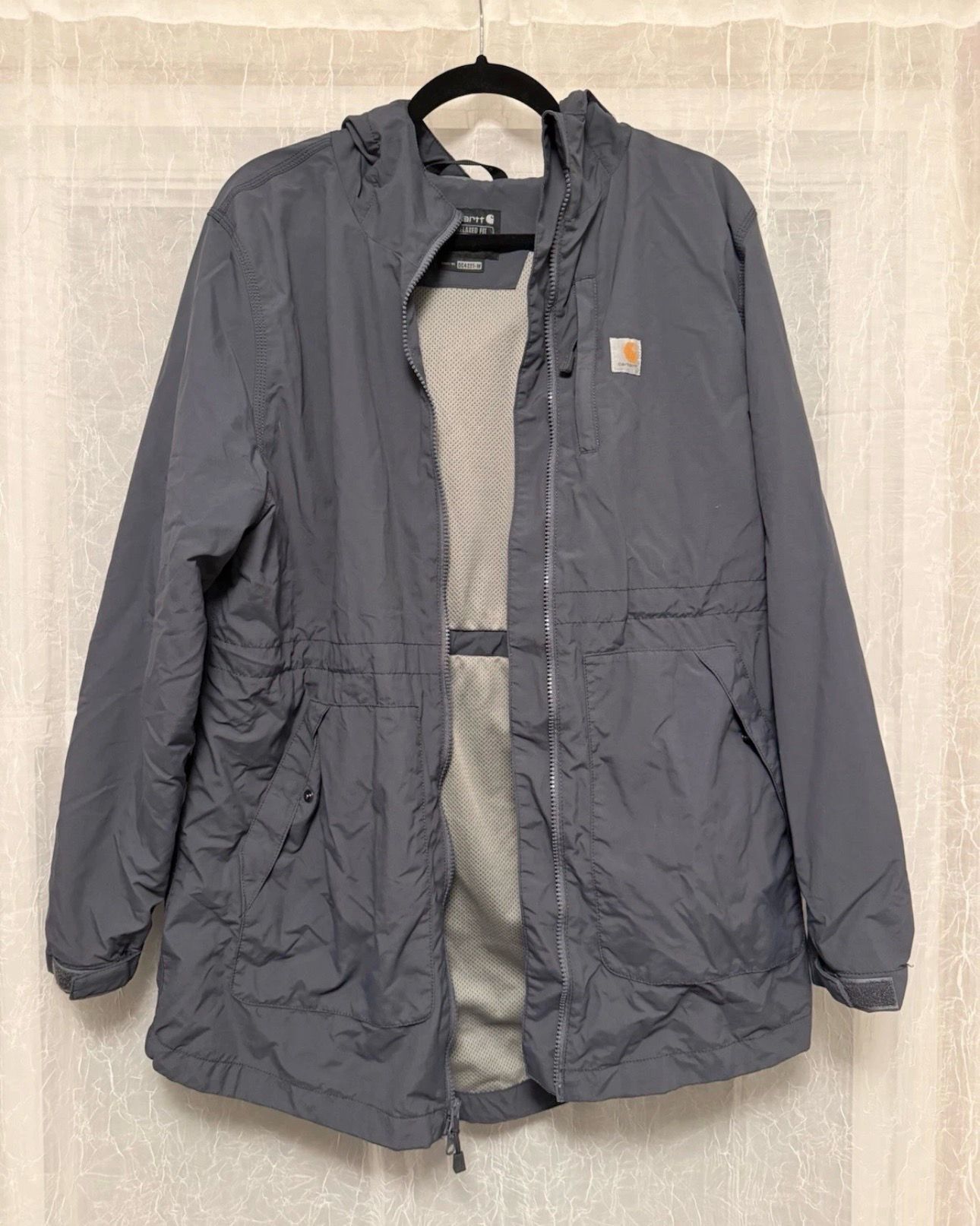 CARHARTT WOMEN'S RELAXED FIT HOODED NYLON JACKET BLUE GRAY SIZE L