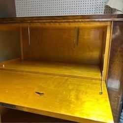 Aase Dreieri Mobler 1930’s antique brown and blond bird’s eye wood 1930’s bar cabinet 